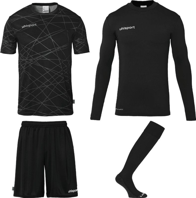 Uhlsport - Prediction Set - Keepersset - Zwart - Jersey en Broek met Handschoenen