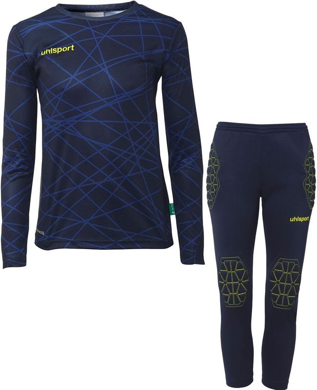 Uhlsport - Prediction - Keepersset - Marineblauw/Fluor Geel - Duurzame en Ademende Materialen