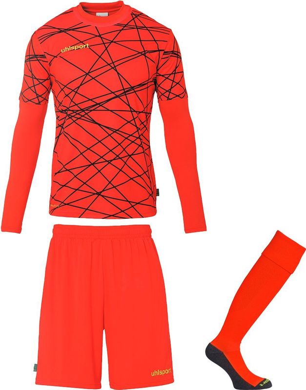 Uhlsport - Fire Edition - Goalkeeper Bundle - Vuurthema - Inclusief Shirt, Short, Ondershirt en Sokken