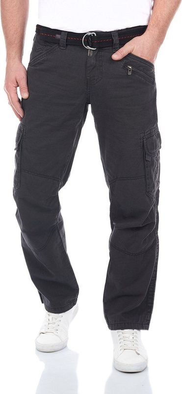 TIMEZONE Heren Cargo Broek Broeken BenitoTZ comfort/relaxed Fit Grijs Volwassenen Herenbroek Riem