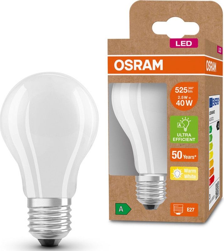 Osram - LED Filament Classic A - LED-lamp - Kleurloos - Energie-efficiëntieklasse A