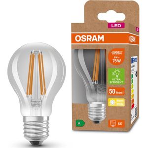 OSRAM Led-spaarlamp, gloeilamp, E27, warm wit (3000 K), 5 watt, vervangt 75 W gloeilamp, zeer efficiënt en zuinig, 1 stuk