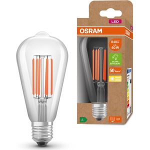 OSRAM LED Energy Saving Lamp, Edison Filament, E27, Warm White (3000K), 4 watt, vervangt 60 W gloeilamp, zeer efficiënt en energiebesparend, 1 stuk