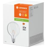 Ledvance - Classic LED E27 Globe Filament - Helder - 2.5W - 250lm - 827 Zeer Warm Wit