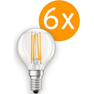 Doos 6 stuks Ledvance LED kogellamp E14 2.5W 470lm 2700K Helder Niet-Dimbaar P45 Energielabel B