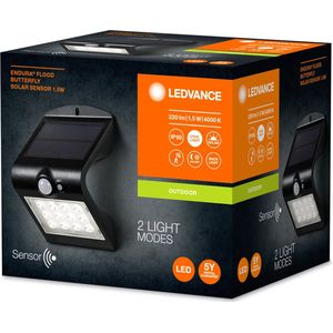 Ledvance Endura Butterfly Solar schijnwerper, 1,5 W, 200 lm, met bewegingsmelder, lichtsensor, oplaadbare batterij, milieuvriendelijk, lange levensduur, montage