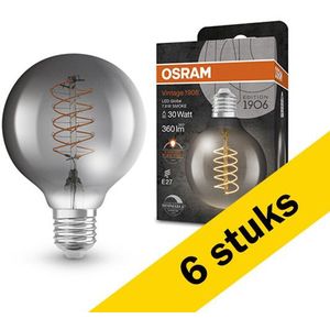4x Osram LED lamp E27 | Globe G80 | Vintage 1906 Spiral |  Smoke | 1800K | Dimbaar | 7.8W (30W)