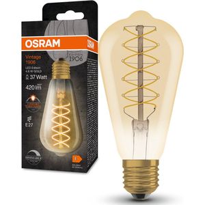 OSRAM Dimmbare LED-Lampen, Vintage-Edition, 37 Watts Ersatz, E27, G95-shape, 2200 Kelvin, Warm Comfort Light, Klares Glas, single Pack