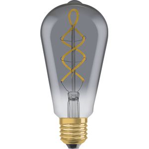 OSRAM Vintage 1906® edison filament LED-pære, E27, røg, 4W, 140lm, 1800K, varm hvid komfortlysfarve, meget lavt energiforbrug, lang levetid