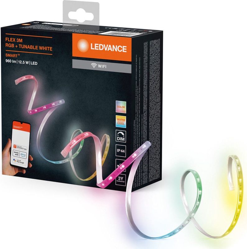 Ledvance - Smart+ Wifi Buiten - LED-strips - Rood, Warm Wit, Groen - 300 cm, Dimbaar, IP44