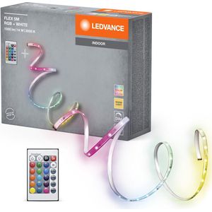 LEDVANCE FLEX 5M LED-Streifen RC, weiß, 14W, 900lm, warmweißes Licht, integrierter Sound-Receiver, RGB-Farbsensor, Fernbedienung, lange Lebensdauer, einfache Montage, Schutzklasse IP20