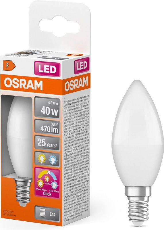 Osram - E14 Led Kaarslamp - Warm Wit en Helder Wit - 470 Lumen