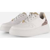 Gabor - Florence - Sneakers - Wit/Luipaard/Goudkleur - Vetersluiting - Plateau