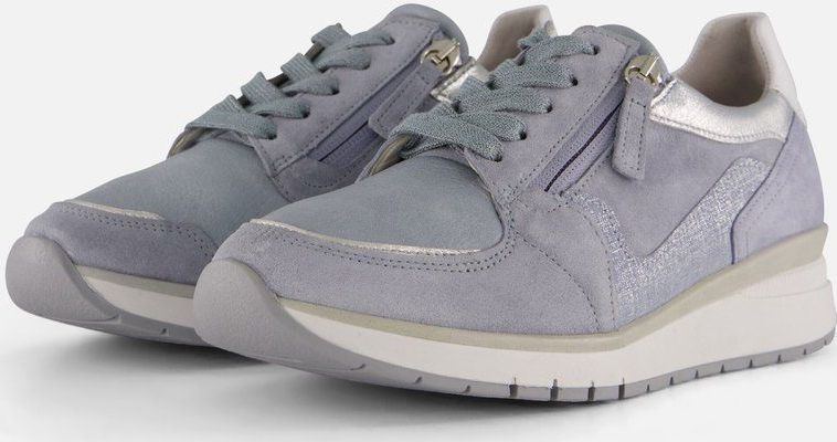 Gabor Sneakers - Blauw - Textiel - Comfort Fit - Vetersluiting met Ritssluiting