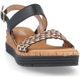 Zwart/Naturel/Cognac - Sandalen - Vlechtlook - Gespsluiting - Sleehak