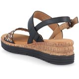 Zwart/Naturel/Cognac - Sandalen - Vlechtlook - Gespsluiting - Sleehak