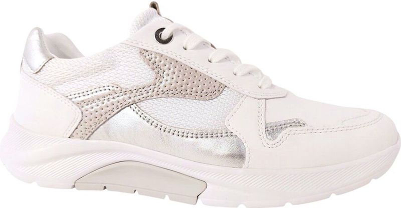 Gabor - Rollingsoft Sneaker - Wit Zilver - Gladleer - Textiel