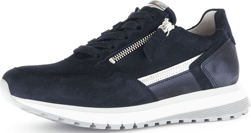 Gabor - Blauwe Leren Schoenen - Casual - Rits - Rubber Zool