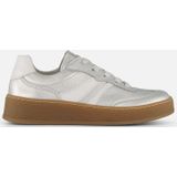 Gabor - Florence - Sneakers - Zilverkleur/Wit - Metallic - Vetersluiting