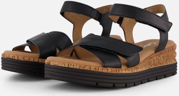 Gabor - Sandalen - Zwart - Suede - Klittenbandsluiting