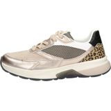 Gabor - Rollingsoft Sneakers - Beige gecombineerd - Veterschoen met Sleehak