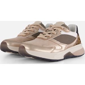 Gabor - Rollingsoft Sneakers - Beige gecombineerd - Veterschoen met Sleehak