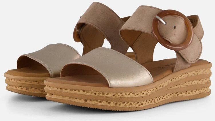 Gabor - Sleehaksandaaltjes - Zomerschoen - Lichtbeige/Goudkleur - Metallic