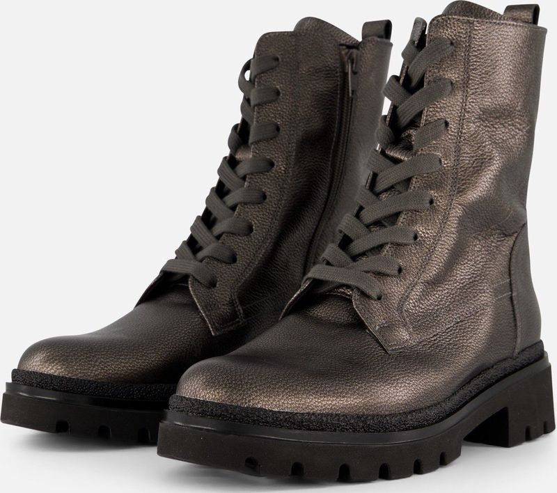 Gabor - Enkellaarsjes - Grijs - Leer - Vetersluiting