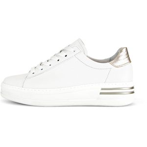Gabor 395 Sneakers - Wit - Leer - Dames - Lage Sneakers met Goudkleurige Accenten