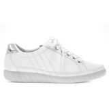 Unikleur - Sneakers - Wit - Zilverkleur - Vetersluiting - Laag