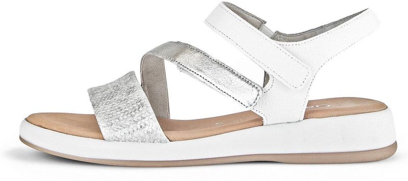 Gabor - Veelkleurige Sandalen - Zilver/Wit - Leren - Verstelbare Bandjes