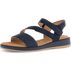 Gabor - Blauwe Nubuck Leren Sandalen - Dames - Verstelbare Bandjes - Extra Breedte G