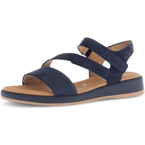 Gabor - Blauwe Nubuck Leren Sandalen - Dames - Verstelbare Bandjes - Sleehak 20 mm