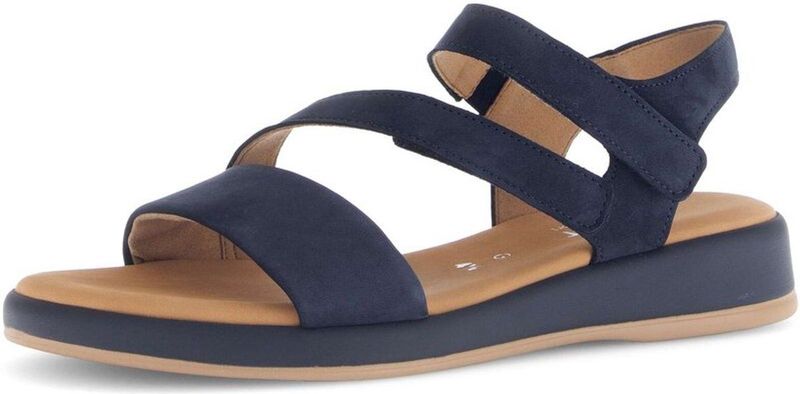 Gabor - Blauwe Nubuck Leren Sandalen - Extra Breedte G - Verstelbare Bandjes