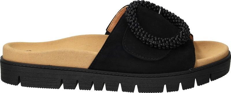 Gabor - Dames Slipper - Suède - Zwart - Leer