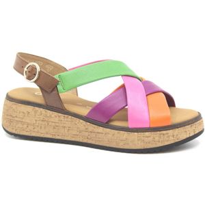 Zwarte Leren Sandalen met sleehakken/wedge kopen? ✔️ Tot korting