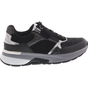 Gabor - Lage Sneakers - Zwart Combi - Textiel - Plateauzool