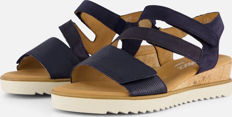Gabor - Sandalen - Blauw - Leer - Klittenbandsluiting - Rubber Zool