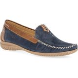 Gabor - Blauwe Nubuck Leren Mocassins - Leer - Functionele Velcro Sluiting - Comfort Elastieken