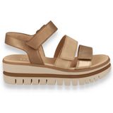 Gabor - Sleehaksandaaltjes - Beige gecombineerd - Zomerschoen - Met Drie Klittenbandsluitingen