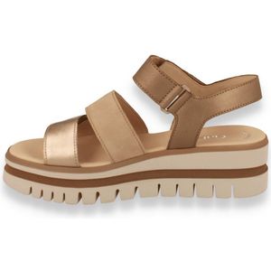 Gabor - Sleehaksandaaltjes - Beige gecombineerd - Zomerschoen - Met Drie Klittenbandsluitingen
