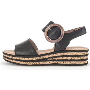 Gabor - Zwarte Sandalen - Leer - Comfortabele Banden met Klittenbandsluiting