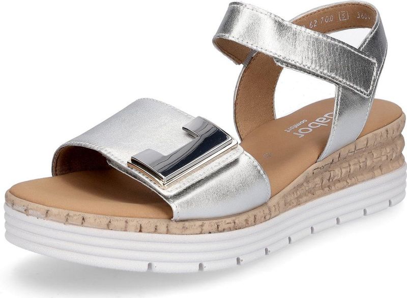 Gabor - Sandalen - Grijs - Leer - Zilveren Metallic