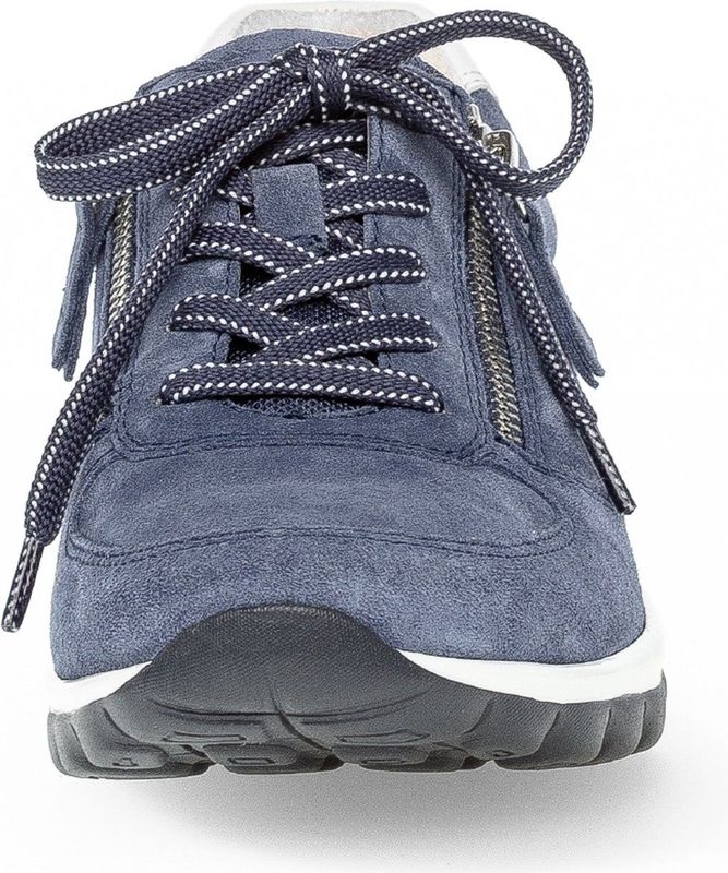 Gabor - Rollingsoft Sneakers - Blauw - Velours - Ademend - Verwijderbare Binnenzool - Ritssluiting - Vetersluiting