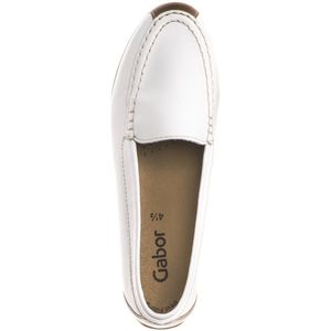 Gabor - Loafers - Wit - Uitneembare Binnenzool - Flexibele Zool - Camel Accent