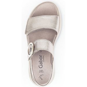 Gabor - Damessandaal - Goud - Generfd Leer - Uitneembaar Voetbed - Klittenbandsluiting