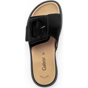 Gabor - Slippers - Zwart - Plateauhak - Klittenbandsluiting