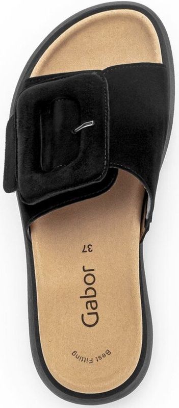 Gabor - Slippers - Zwart - Plateauhak - Klittenbandsluiting