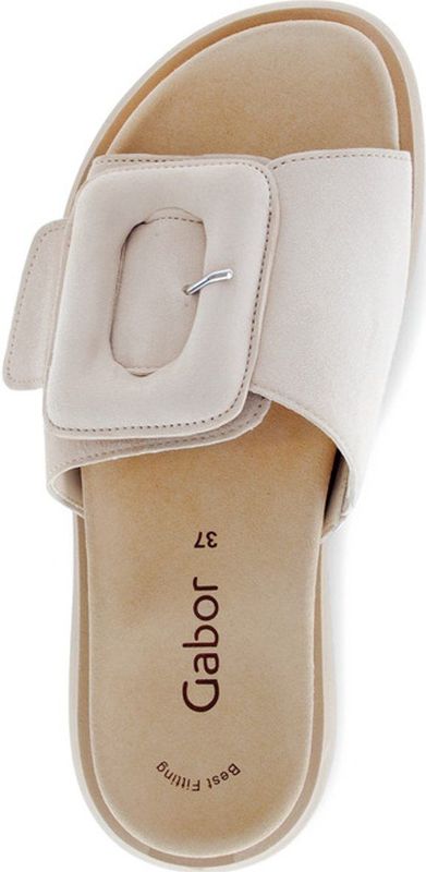 Gabor - Slippers - Lichtbeige - Plateauhak - Klittenbandsluiting