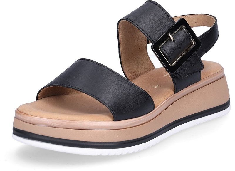 Gabor - Dames - Sandalen - Zwart - Leder - Chunky Plateauzool